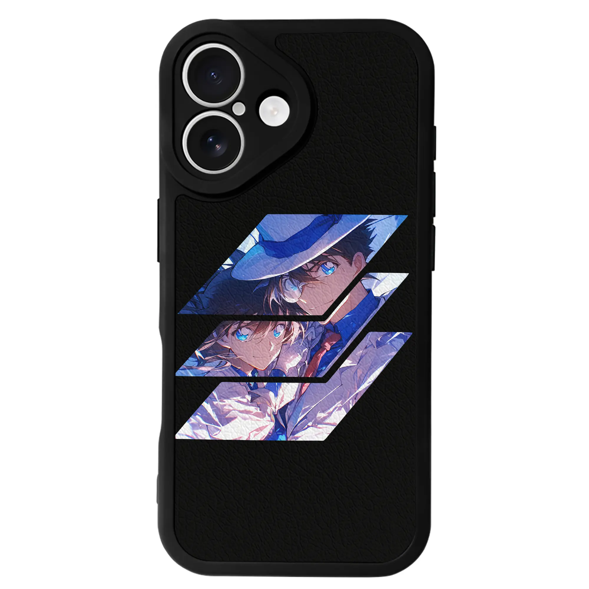 名探偵コナン グッズ 江戸川 コナン - IPhone 16シリーズ対応 ・ シリコンスマホケース ・ レザー調 ・ 高精度フィット ・ 耐衝撃 ・ ワイヤレス充電対応 ・ 精密カット